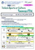 Planning des activités tickets sports et culture du mois de juillet 2016