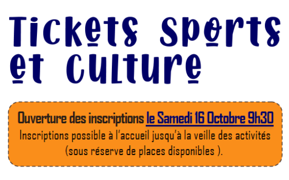 Tickets Sport & Culture – Automne 2021