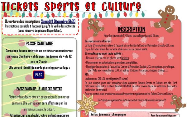 Tickets Sport & Culture HIVER 2021