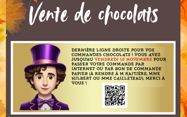 Rappel vente de chocolats